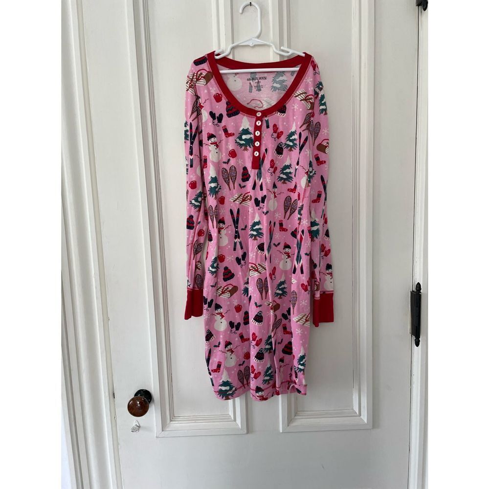 Little blue house women’s pink winter graphic long sleeve nightgown XS